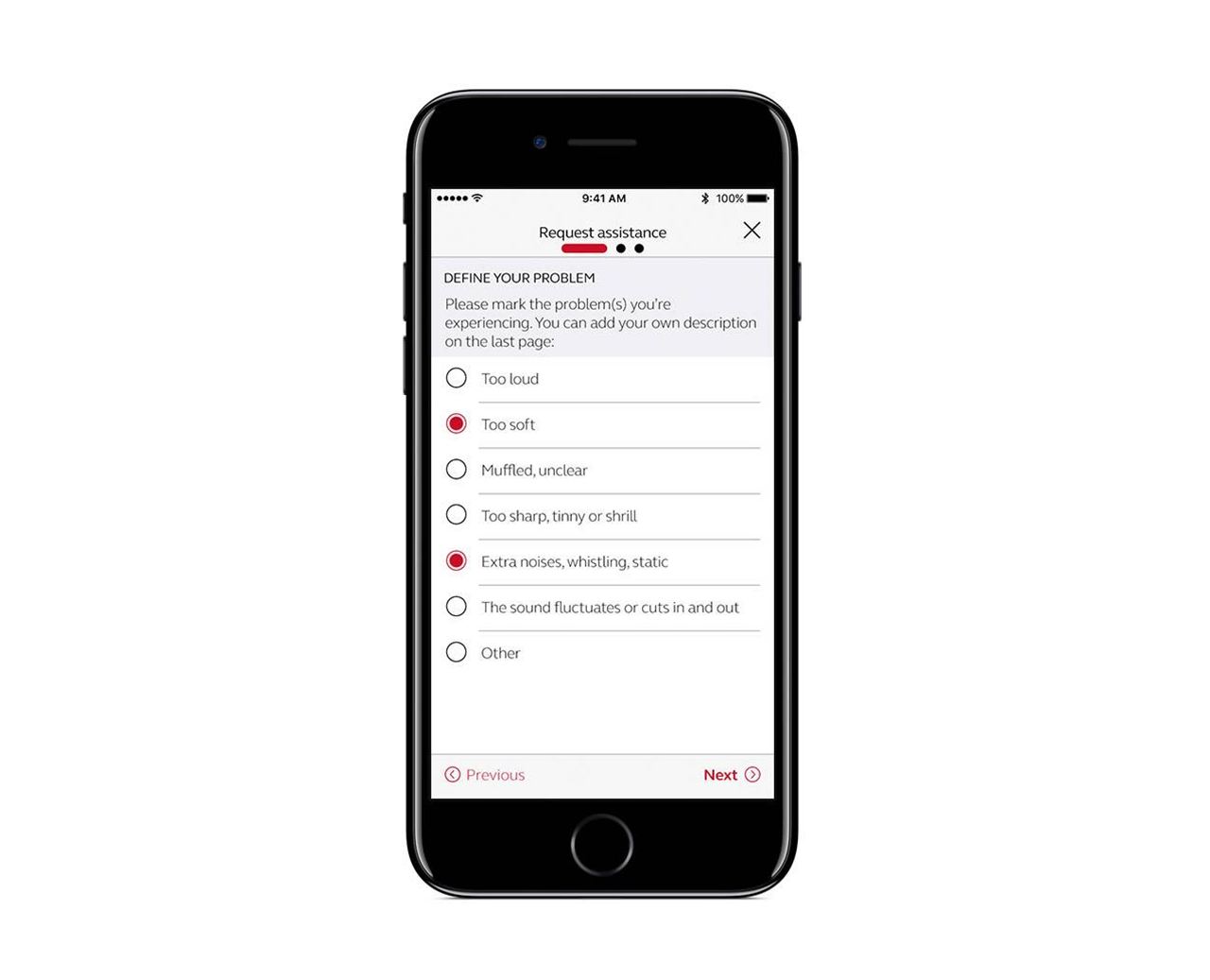 ReSound Assist appskärm: finjustering på distans.